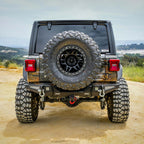 Rear Bumper with License Plate Frame and LED Lights Textured Black