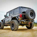 Rear Bumper with License Plate Frame and LED Lights Textured Black