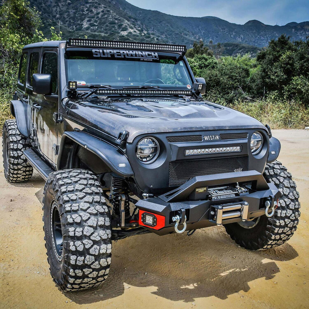 Stubby Front Bumper with Fog Light Opening Textured Black
